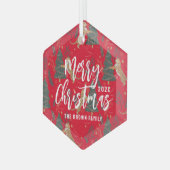 Weihnachtsbäume und Tigermuster Ornament Aus Glas (Vorderseite Links)