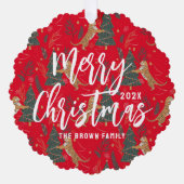 Weihnachtsbäume und Tigermuster Ornament Karte (Vorderseite)