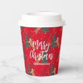 Weihnachtsbäume und Tigermuster Pappbecher (Rückseite)