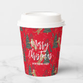 Weihnachtsbäume und Tigermuster Pappbecher (Vorderseite)