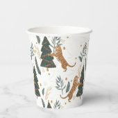 Weihnachtsbäume und Tigermuster Pappbecher (Rückseite)