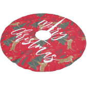 Weihnachtsbäume und Tigermuster Polyester Weihnachtsbaumdecke (Schrägansicht)