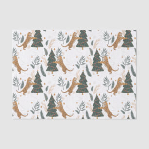 Weihnachtsbäume und Tigermuster Seidenpapier