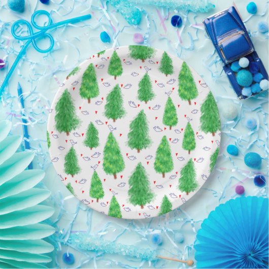 Weihnachtsbäume und Vogelpapierplatten Pappteller (Party)