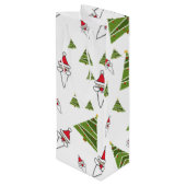 Weihnachtsbäume und Weihnachtsmann Geschenktüte Für Weinflaschen (Rückseite Schrägansicht)