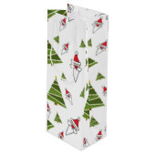 Weihnachtsbäume und Weihnachtsmann Geschenktüte Für Weinflaschen (Vorderseite Schrägansicht)