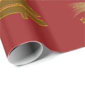 Weihnachtsbäume und Wirbel Rot Geschenkpapier (Rolleneckpunkt)
