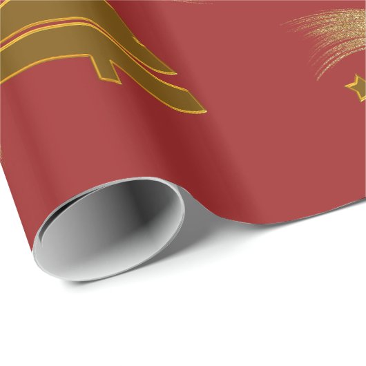 Weihnachtsbäume und Wirbel Rot Geschenkpapier (Rolleneckpunkt)