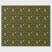 Weihnachtsbäume und Ziergegenstände Geschenkpapier (Flach)
