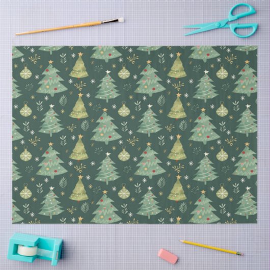 Weihnachtsbäume und Ziermuster Seidenpapier (Basteln)