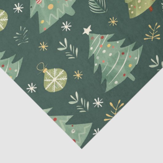 Weihnachtsbäume und Ziermuster Seidenpapier (Ausschnitt)