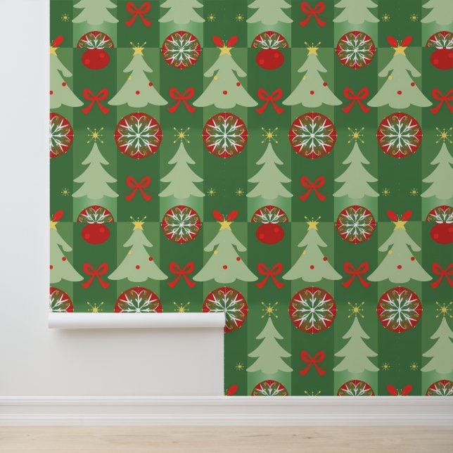 Weihnachtsbäume und Ziermuster Tapete (Anwendung)