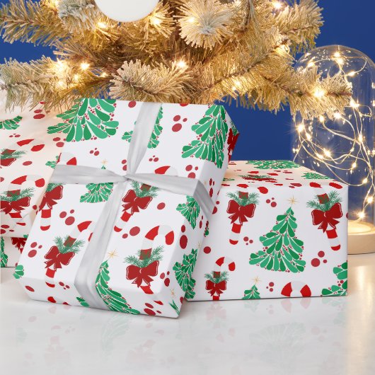 Weihnachtsbäume und Zuckerstange Geschenkpapier (Feiertage)