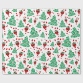 Weihnachtsbäume und Zuckerstange Geschenkpapier (Flach)