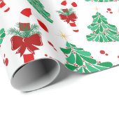 Weihnachtsbäume und Zuckerstange Geschenkpapier (Rolleneckpunkt)