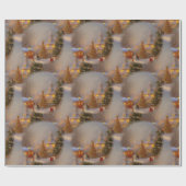 Weihnachtsbäume, urige Dörfer, Schneeglobe Muster Geschenkpapier (Flach)