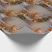 Weihnachtsbäume, urige Dörfer, Schneeglobe Muster Geschenkpapier (Ecke)