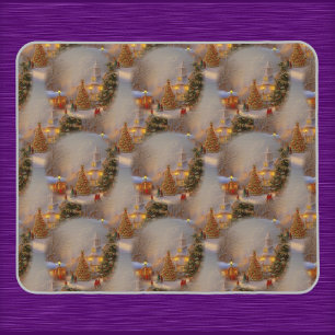 Weihnachtsbäume, urige Dörfer, Schneeglobe Muster Mousepad