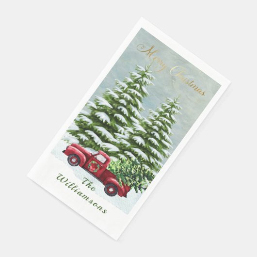 Weihnachtsbäume Vintage Getränkeküste Serviette (Ecke)