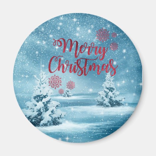 Weihnachtsbäume, Wald, frohe Weihnachten Magnet (Vorne)