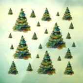 Weihnachtsbäume Wasserfarbe Feierliche Feiertage M Fensteraufkleber (Blatt 3)