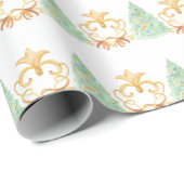 Weihnachtsbäume Wasserfarbe Gold Jahrtausende alt Geschenkpapier (Rolleneckpunkt)