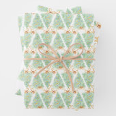 Weihnachtsbäume Wasserfarbe Gold Jahrtausende alt Geschenkpapier Set (Beispiel)