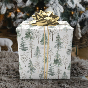 Weihnachtsbäume Wasserfarbe Kiefernholz Urlaub Geschenkpapier