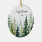 Weihnachtsbäume Wasserfarbe Schnee Evergreen Keramik Ornament (Rechts)