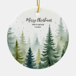 Weihnachtsbäume Wasserfarbe Schnee Evergreen Keramik Ornament