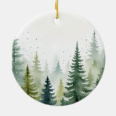 Weihnachtsbäume Wasserfarbe Schnee Evergreen Keramik Ornament (Hinten)