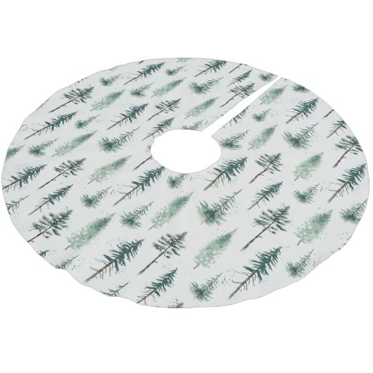 Weihnachtsbäume Wasserfarbe Weihnachtsmuster Polyester Weihnachtsbaumdecke (Schrägansicht)