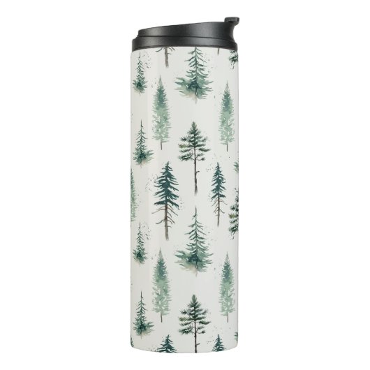 Weihnachtsbäume Wasserfarbe Weihnachtsmuster Thermosbecher (Nach links gedreht)