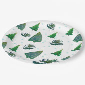 Weihnachtsbäume Wasserfarben Kunst Pappteller (Schrägansicht)