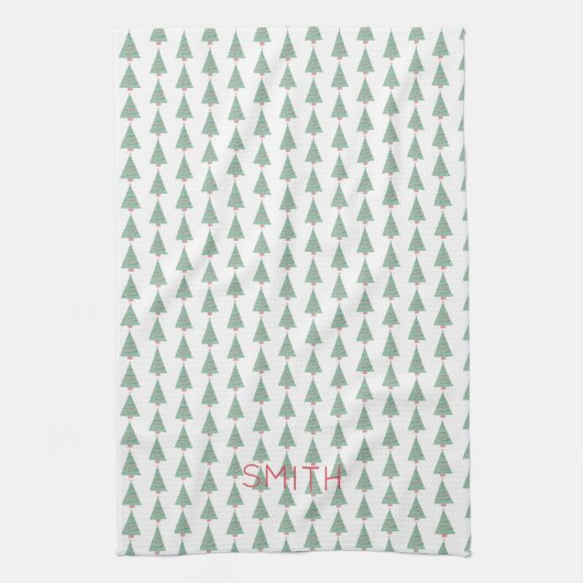 Weihnachtsbäume Wasserfarben Kunstgeschichte Feier Geschirrtuch (Vertikal)