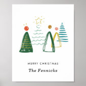 Weihnachtsbäume Wasserfarben Personalisiert Mauer Poster (Vorne)