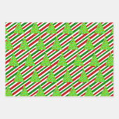 Weihnachtsbäume, Weihnachtsfarben Streifen Geschenkpapier Set (Vorderseite 2)