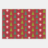 Weihnachtsbäume & Weihnachtsklauseln Set von 3 Geschenkpapier Set (Vorderseite)