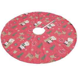 Weihnachtsbäume, Weihnachtsmann und Rudolph Fleece Weihnachtsbaumdecke