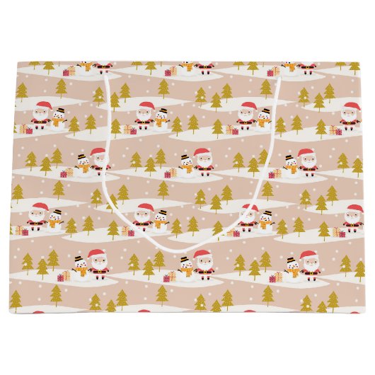 Weihnachtsbäume, Weihnachtsschneemänner Große Geschenktüte (Vorderseite)