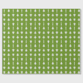 Weihnachtsbäume Weiß auf Grün Geschenkpapier (Flach)