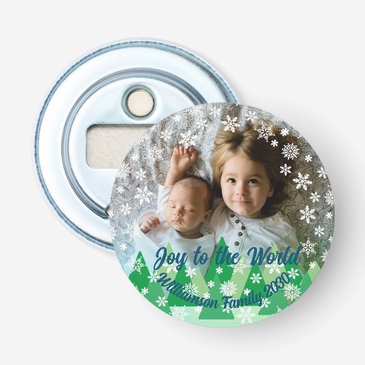 Weihnachtsbäume Weiße Schneeflocken Freude an der Flaschenöffner (Vorderseite)