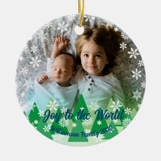 Weihnachtsbäume Weiße Schneeflocken Freude an der  Keramik Ornament (Vorne)