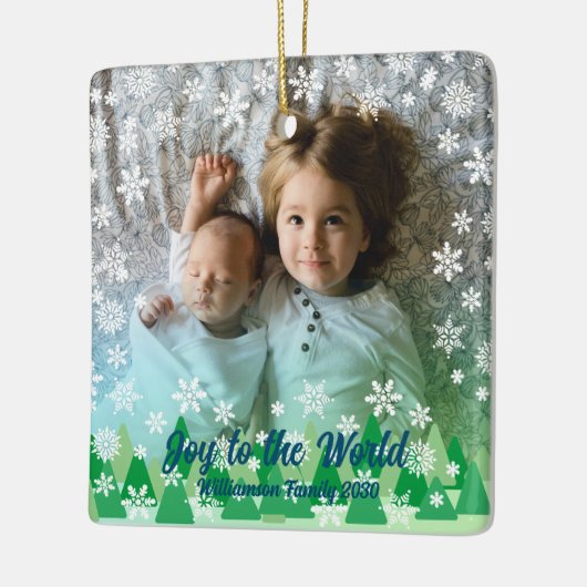 Weihnachtsbäume Weiße Schneeflocken Freude an der  Keramikornament (Links)