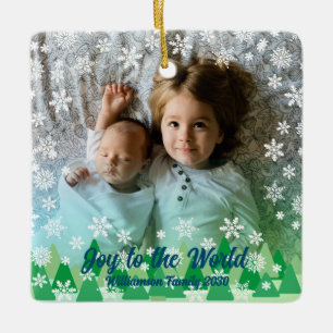 Weihnachtsbäume Weiße Schneeflocken Freude an der Keramikornament