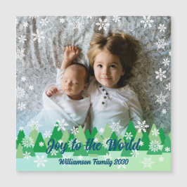 Weihnachtsbäume Weiße Schneeflocken Freude an der Magnetkarte