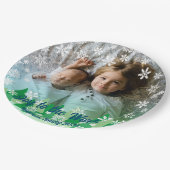 Weihnachtsbäume Weiße Schneeflocken Freude an der Pappteller (Schrägansicht)