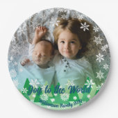 Weihnachtsbäume Weiße Schneeflocken Freude an der Pappteller (Vorderseite)