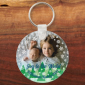 Weihnachtsbäume Weiße Schneeflocken Freude an der Schlüsselanhänger (Vorderseite)