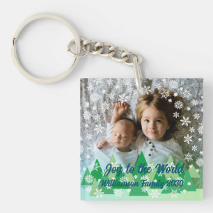 Weihnachtsbäume Weiße Schneeflocken Freude an der Schlüsselanhänger
